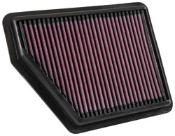 The K&N 33-5045 replacement air filter is designed to fit into the factory air box